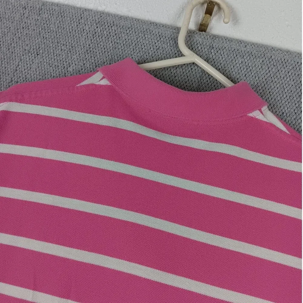 Polo Ralph Lauren Vintage‎ Knit Polo Men's Large Pink/White Striped Pony Preppy